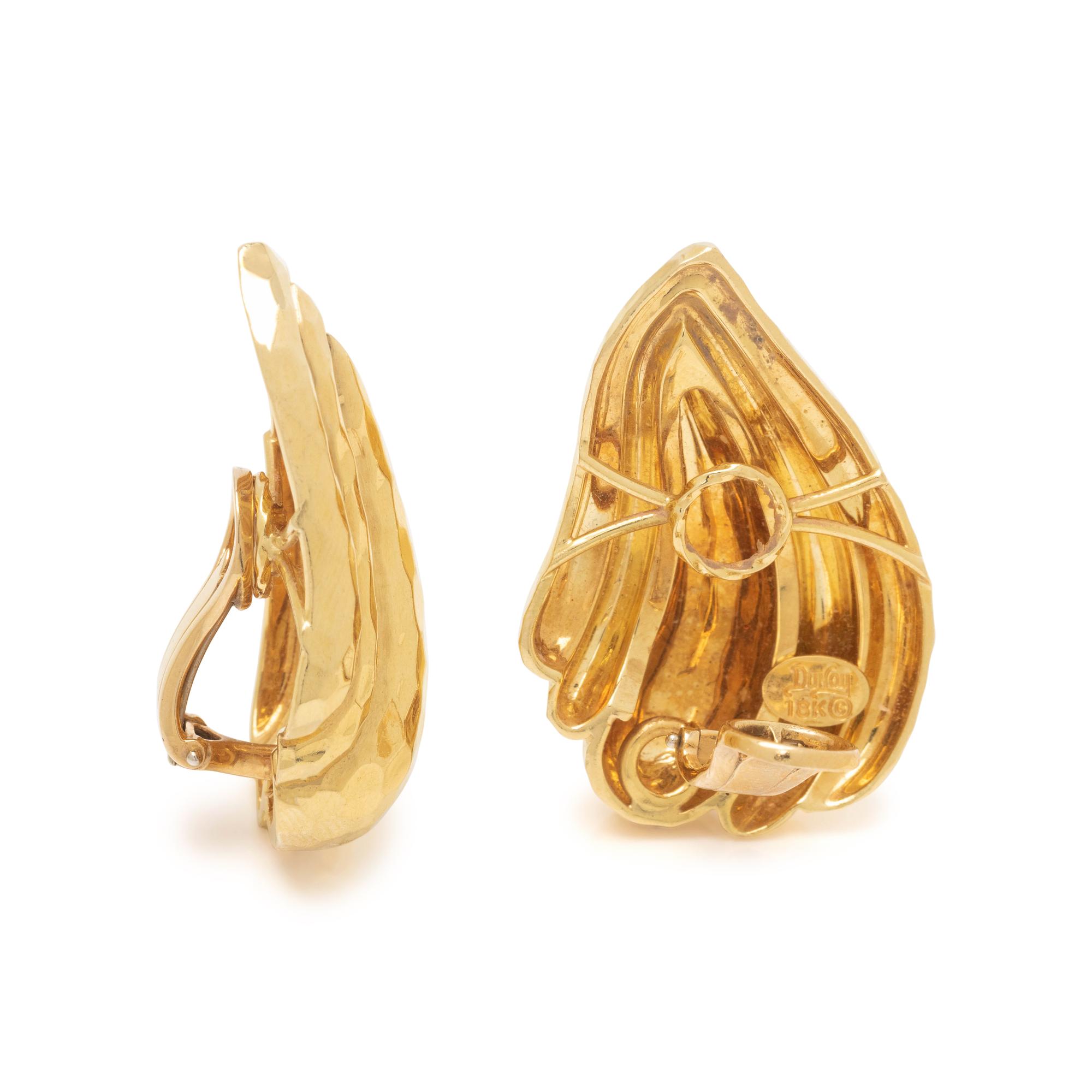 HENRY DUNAY, YELLOW GOLD EARCIPS