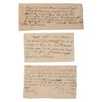 [REVOLUTIONARY WAR]. Group of 3 pay receipts for the hire of a substitute soldier identified to Samuel Stearns of Waltham, Massachusetts.