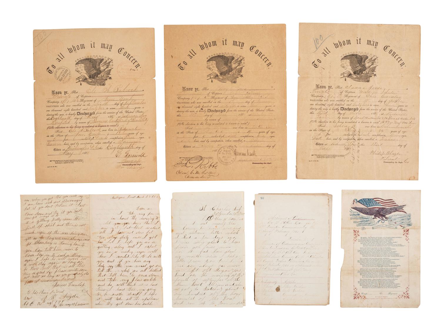 [CIVIL WAR]. Civil War letters and ephemera associated with Ohio, plus.