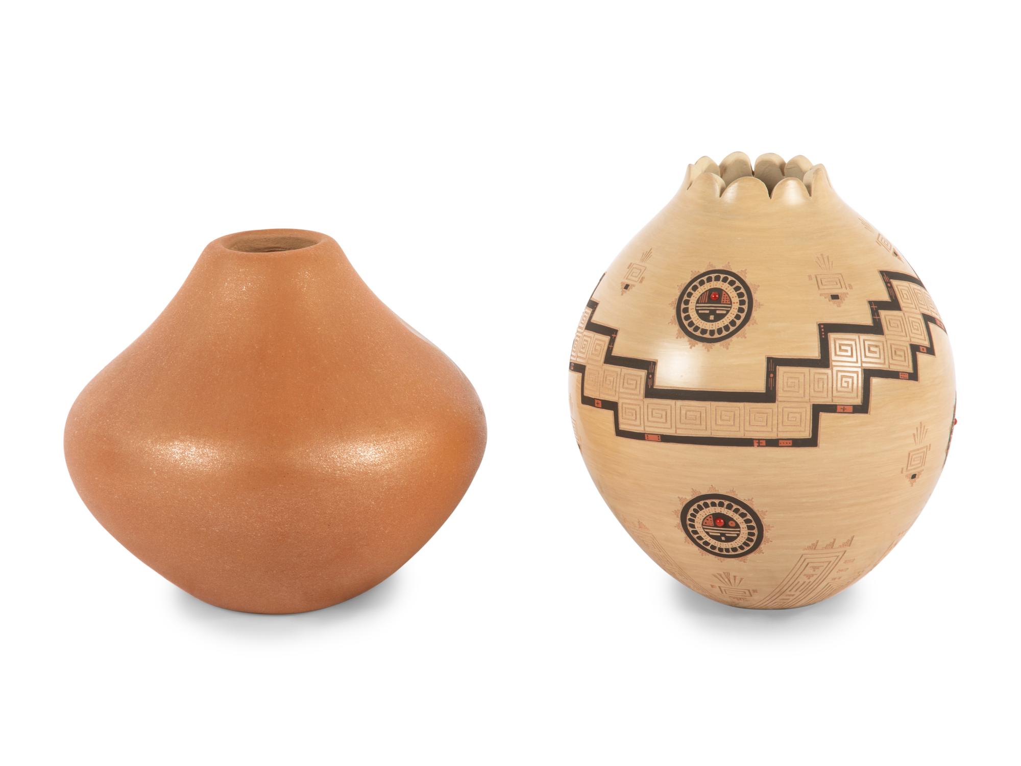 Polychrome Jar with Coral Beads, PLUS