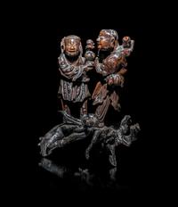 A Chinese Carved Wood Figure of Immortals Hehe Erxian