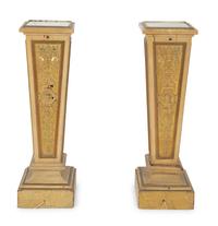 A Pair of Faux-Marble Painted Illuminated Pedestals — 20TH CENTURY