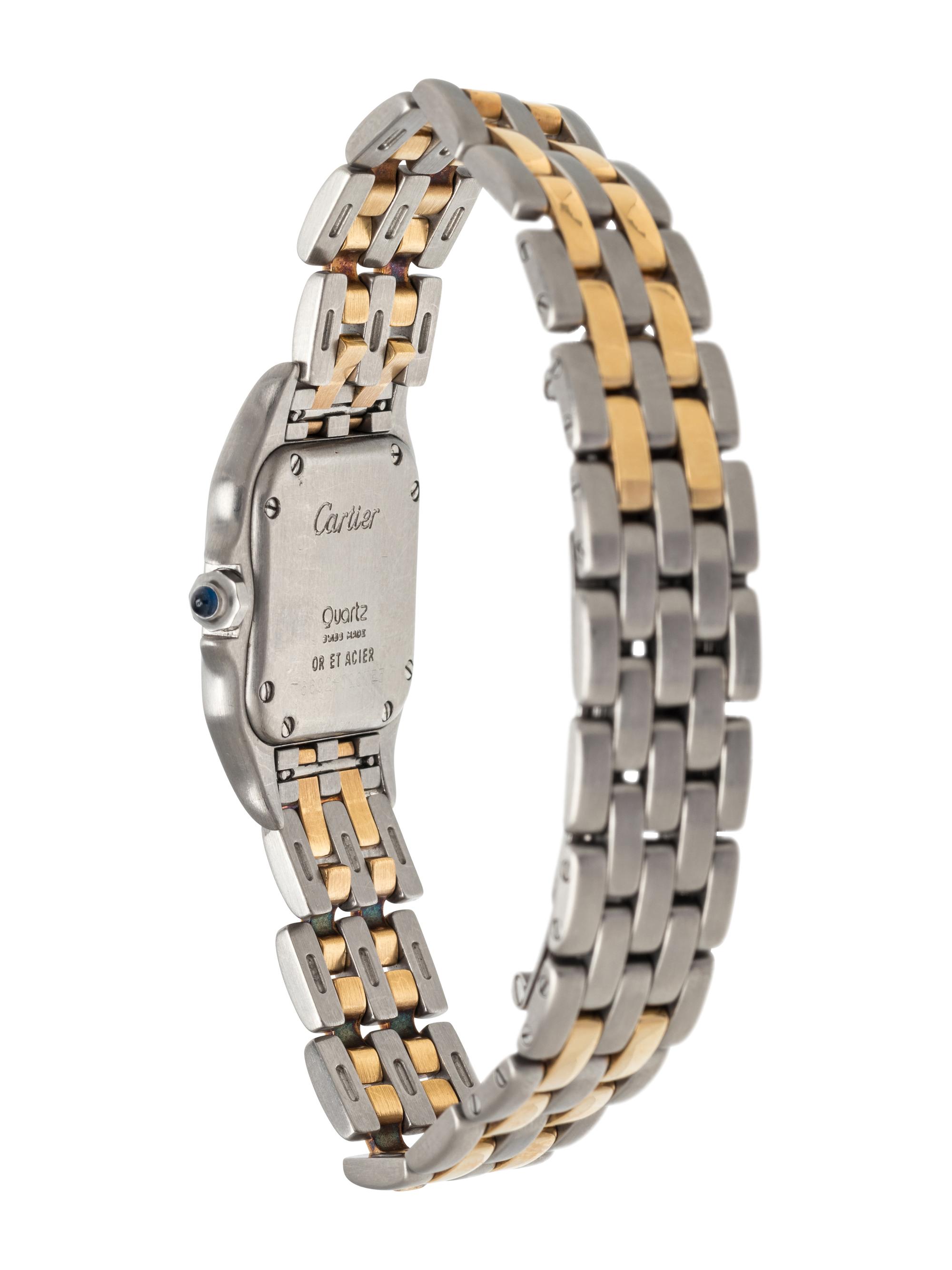 CARTIER, STAINLESS STEEL AND YELLOW GOLD 'PANTHÈRE' WRISTWATCH