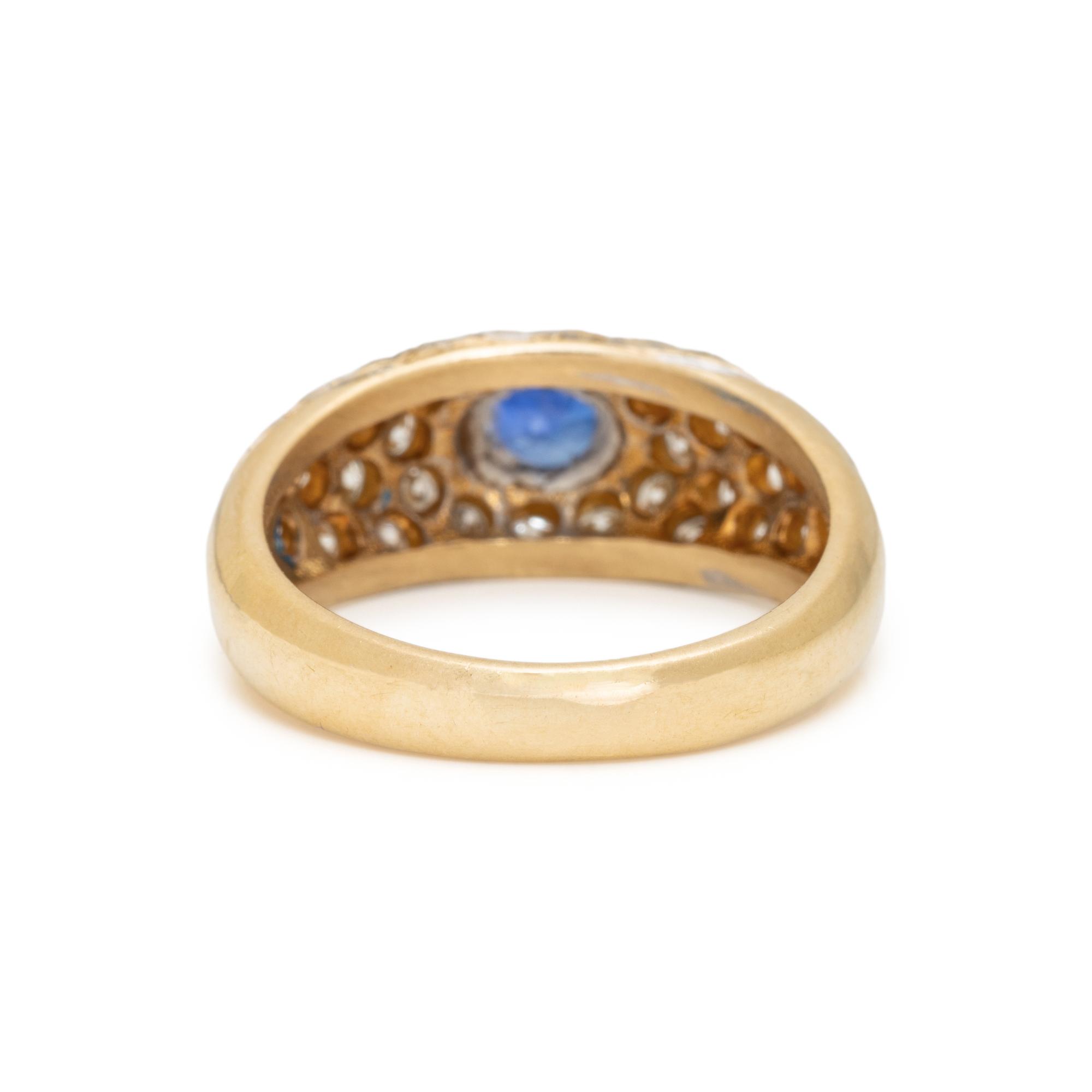 YELLOW GOLD, SAPPHIRE AND DIAMOND RING