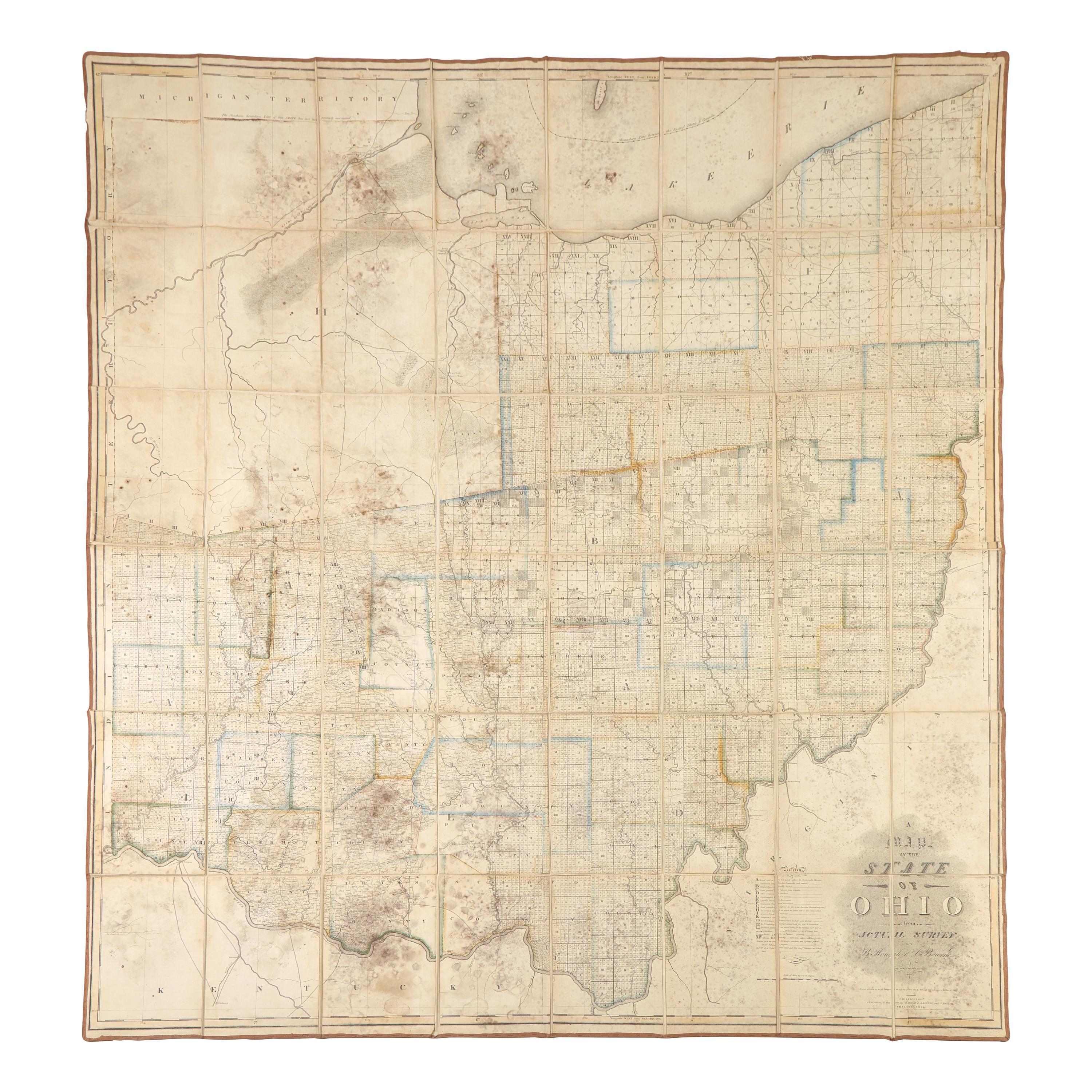 [Ohio]. Hough, Benjamin and A. Bourne. A Map of the State of Ohio from Actual Survey . Chillicothe, OH: B. Hough & A. Bourne, and J. Melish, 1 May 1815.