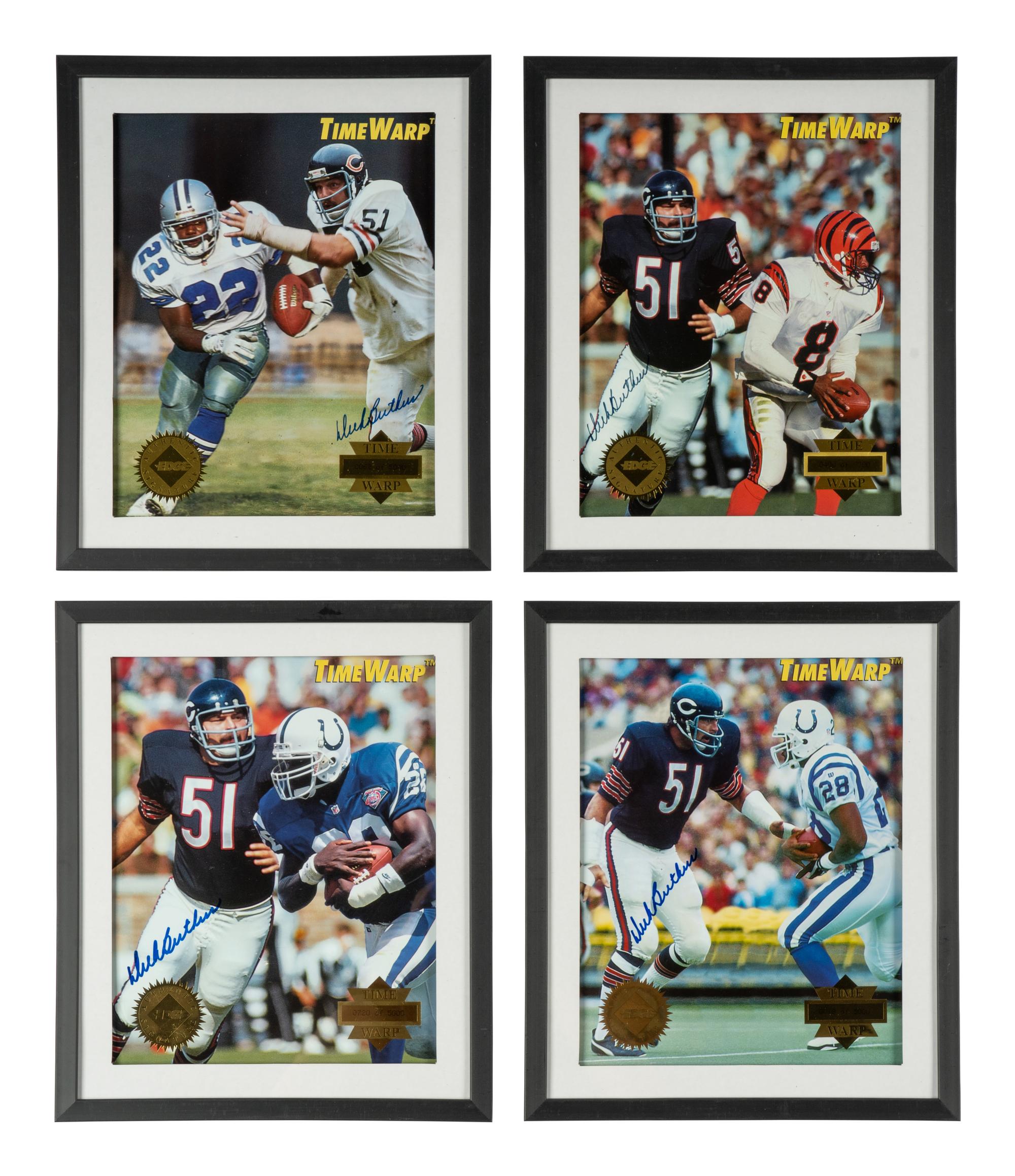 A Dick Butkus Signed Collectors Edge Football Card Display With Multiple Autographs