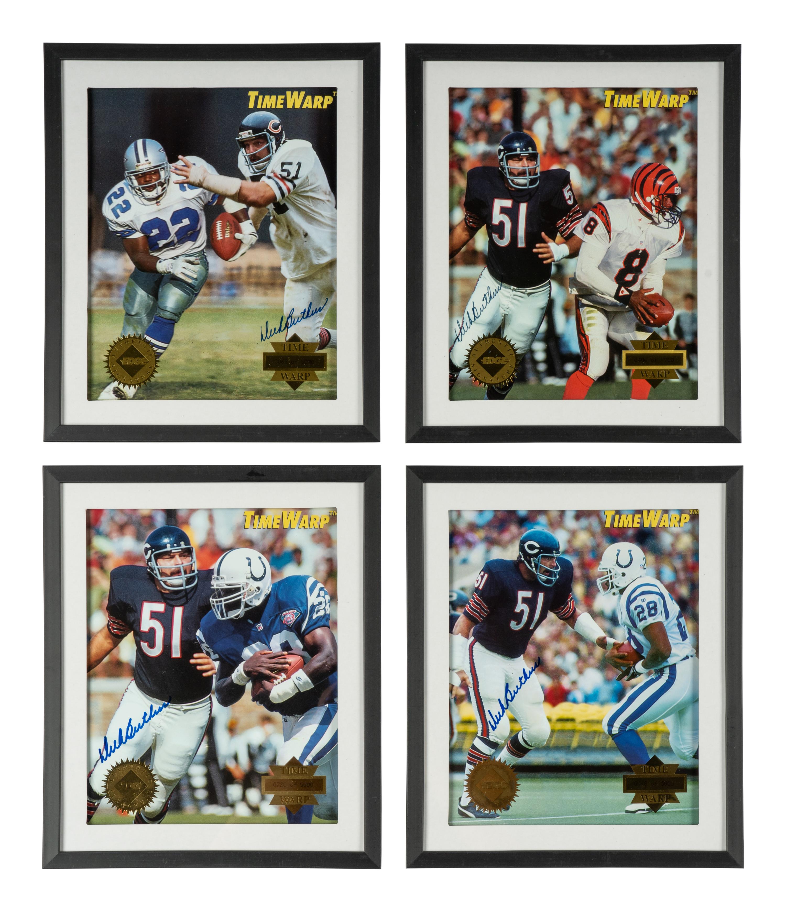 A Dick Butkus Signed Collectors Edge Football Card Display With Multiple Autographs