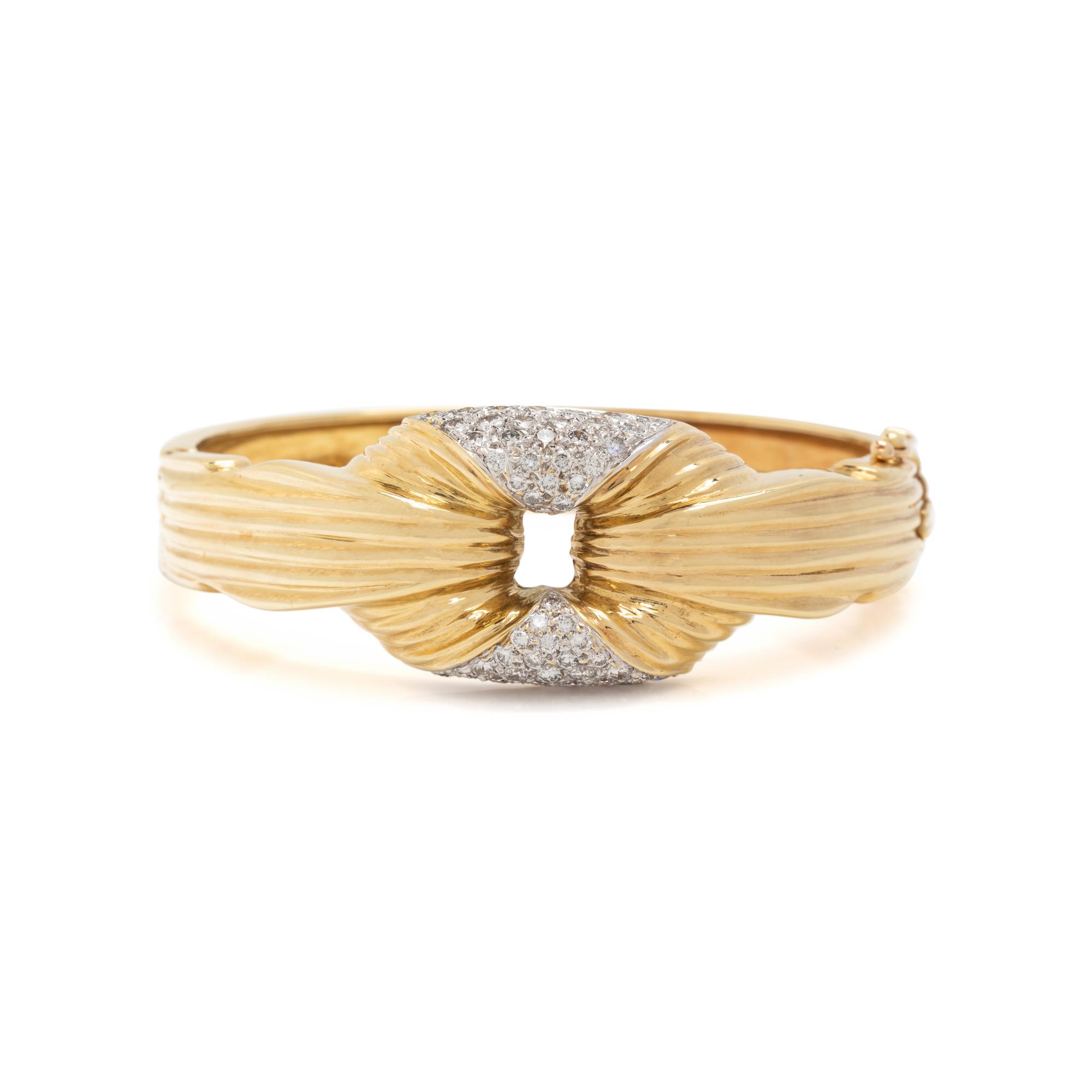 YELLOW GOLD AND DIAMOND BANGLE BRACELET