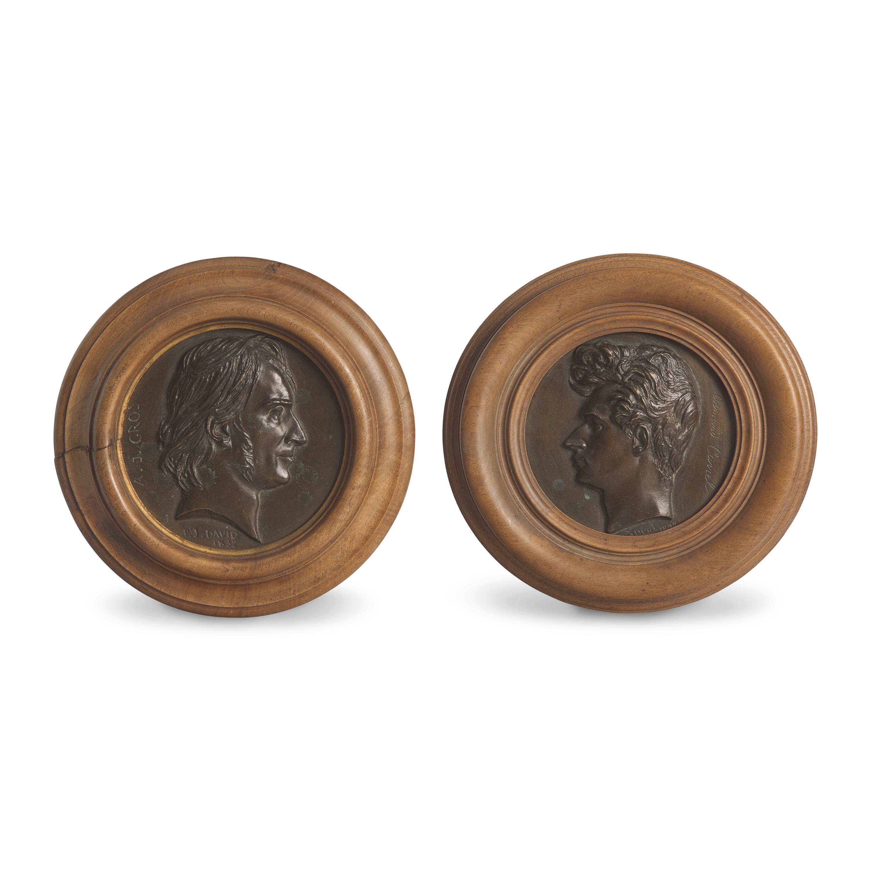 Pierre-Jean David (French, 1788-1856) — Profile Medallions of Armand Carrel and Antoine-Jean, Baron Gros