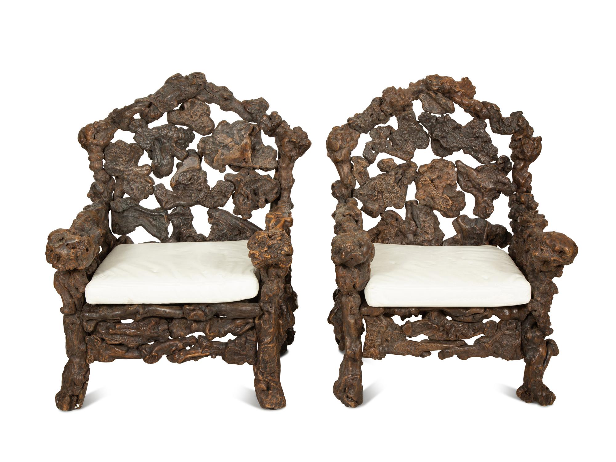 A Pair of Chinese Rootwood Armchairs