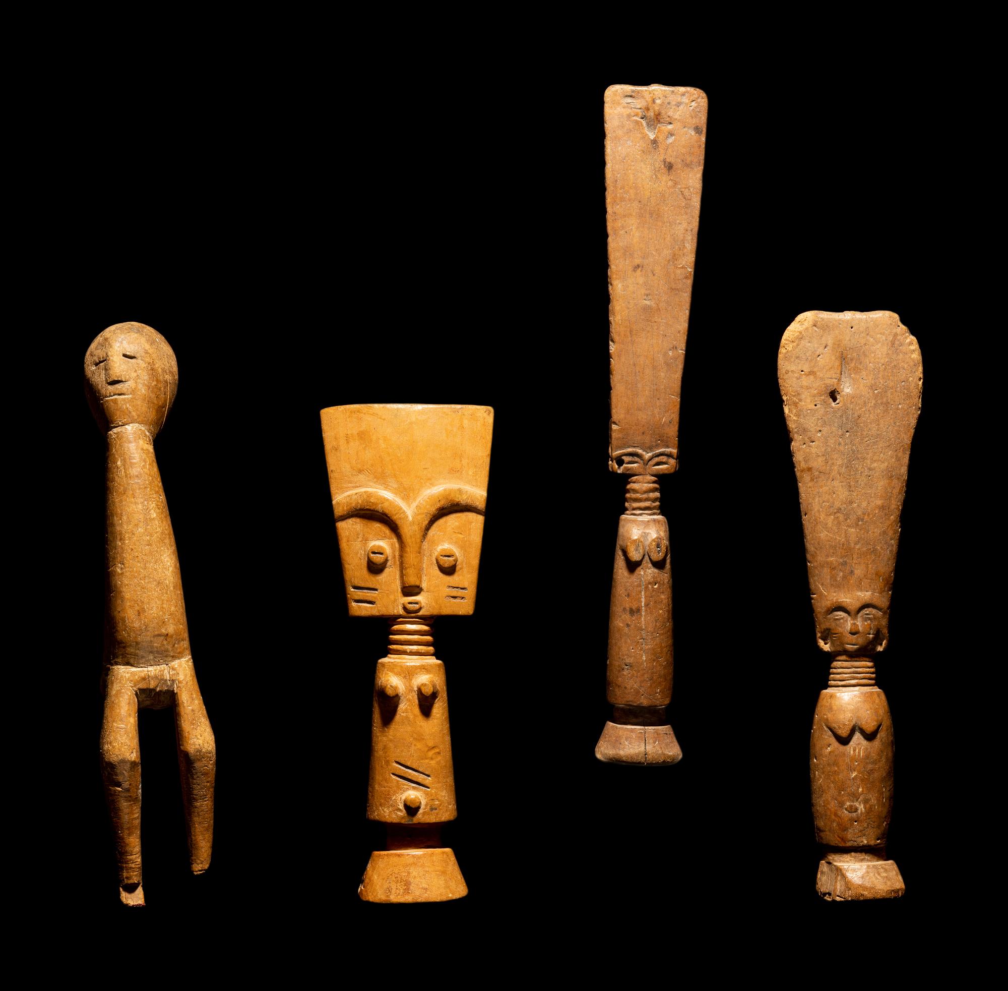 Four Ashanti Wood Fertility Dolls
