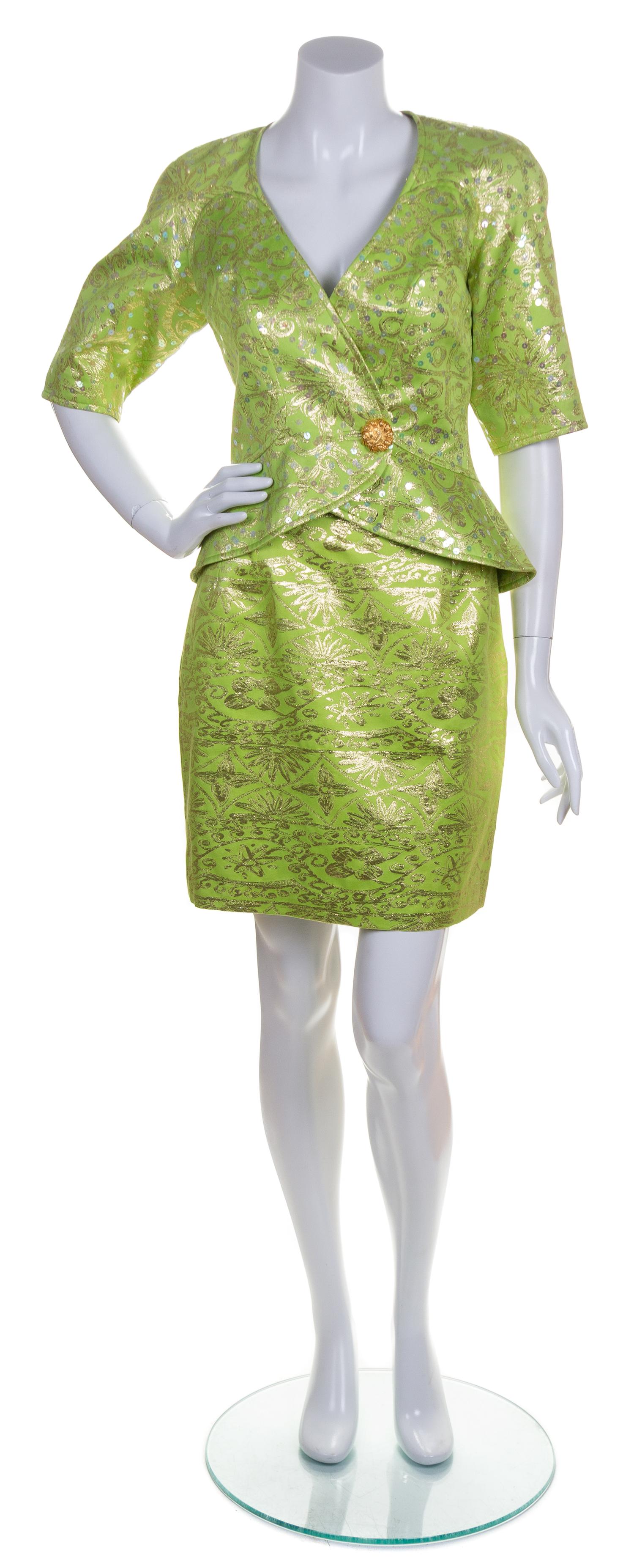 A Christian Lacroix Lime Cocktail Suit, Size 40.