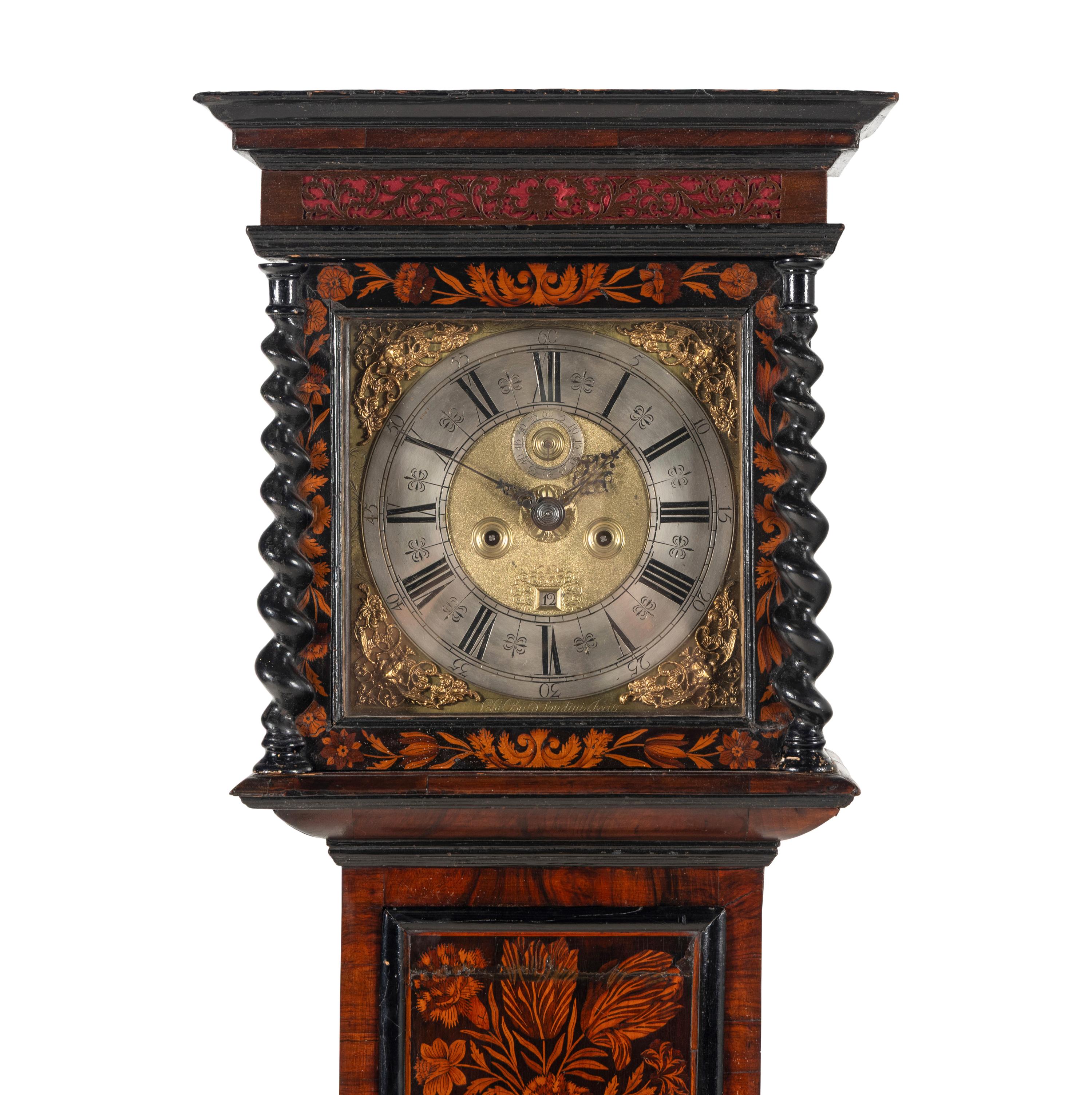 A William and Mary Walnut and Marquetry Tall Case Clock