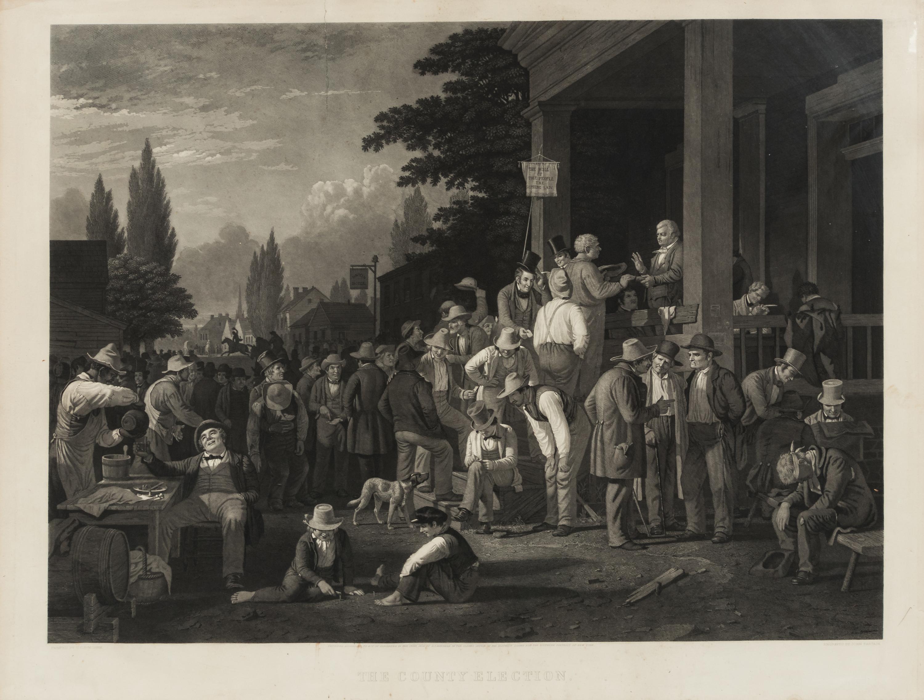 BINGHAM, George Caleb (1811-1879), after. -- John Sartain, engraver. County Election. New York, 1854.