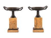 A Pair of Grand Tour Bronze Mounted Marble Tazze