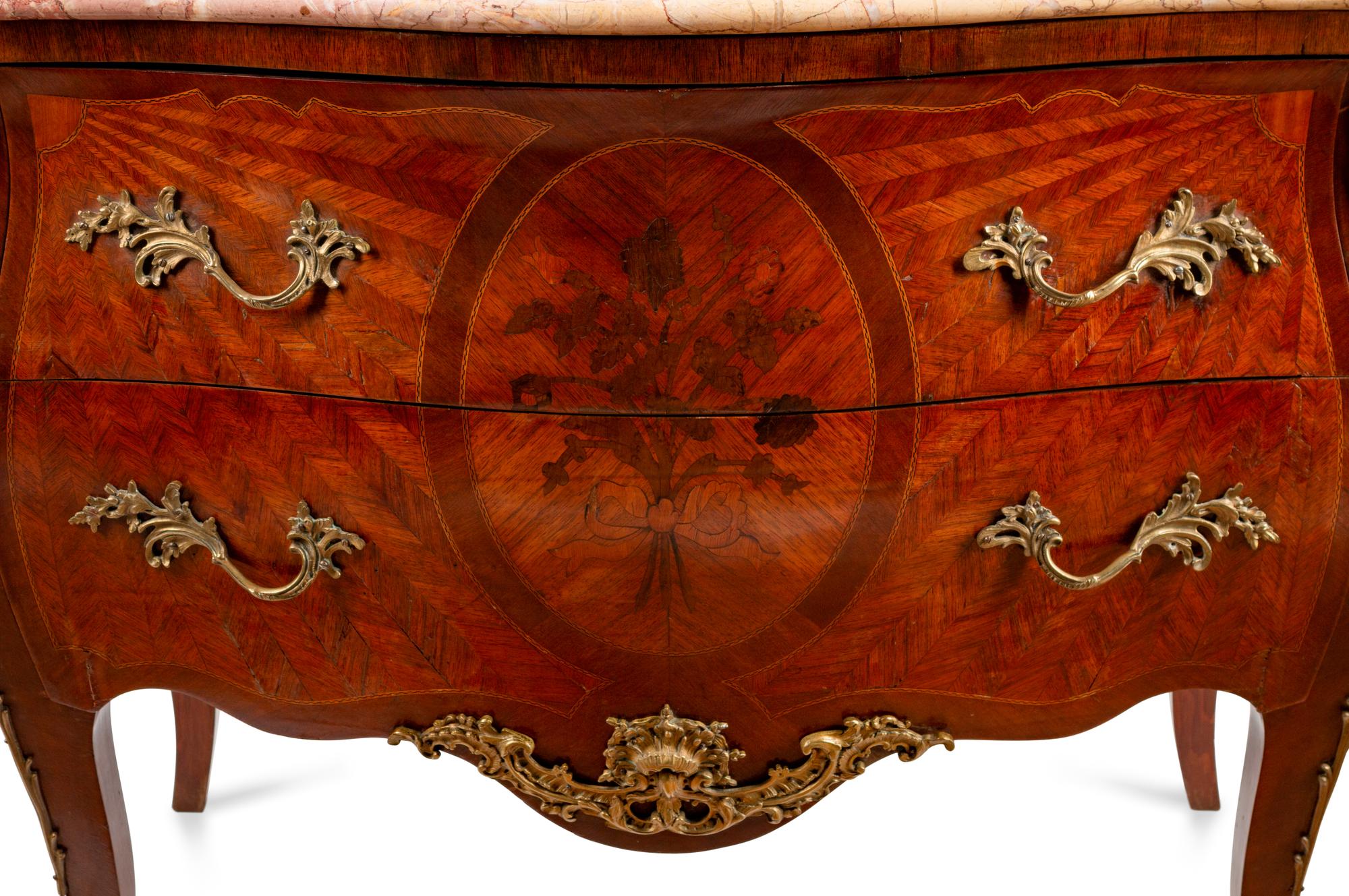 A Louis XV Style Gilt-Bronze-Mounted Marquetry Commode