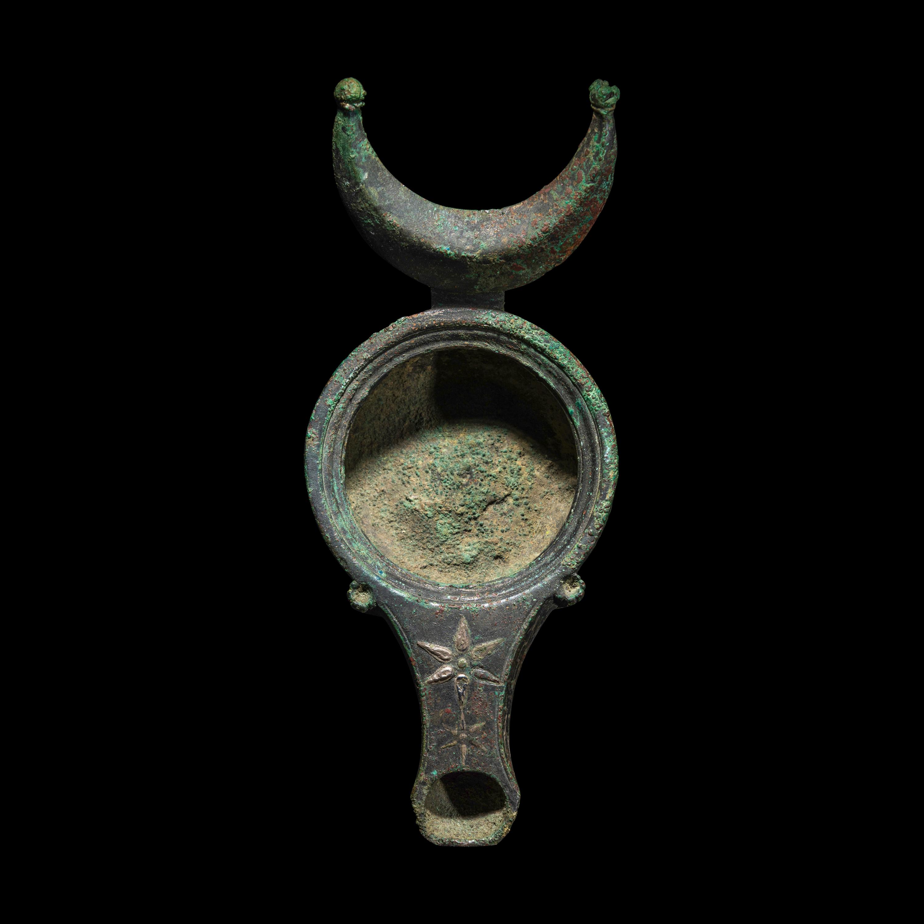 A Roman Bronze Oil Lamp