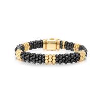 LAGOS, CERAMIC AND YELLOW GOLD 'CAVIAR' BRACELET