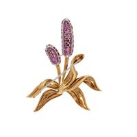 TIFFANY & CO., RUBY AND DIAMOND CATTAIL BROOCH