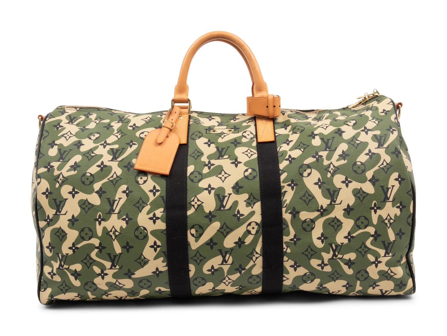 Louis Vuitton Limited Edition Keepall Bandoulière 55 in Monogramouflage Coated Canvas, Takashi Murakami, 2008