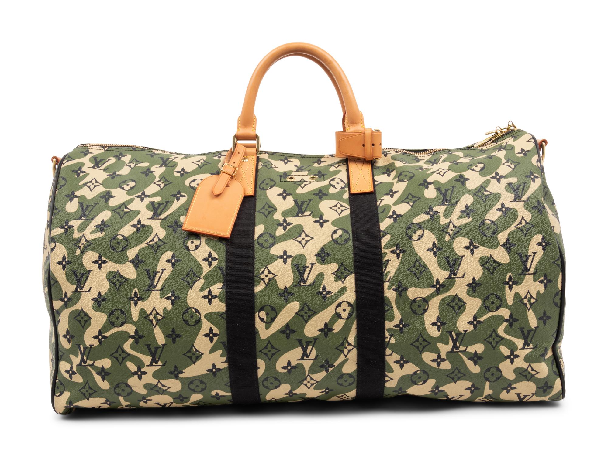 Louis Vuitton Limited Edition Keepall Bandoulière 55 in Monogramouflage Coated Canvas, Takashi Murakami, 2008