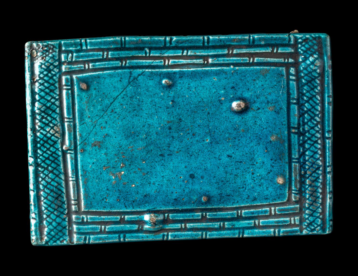 A Chinese Turquoise Glazed Porcelain Bed-Form Tray