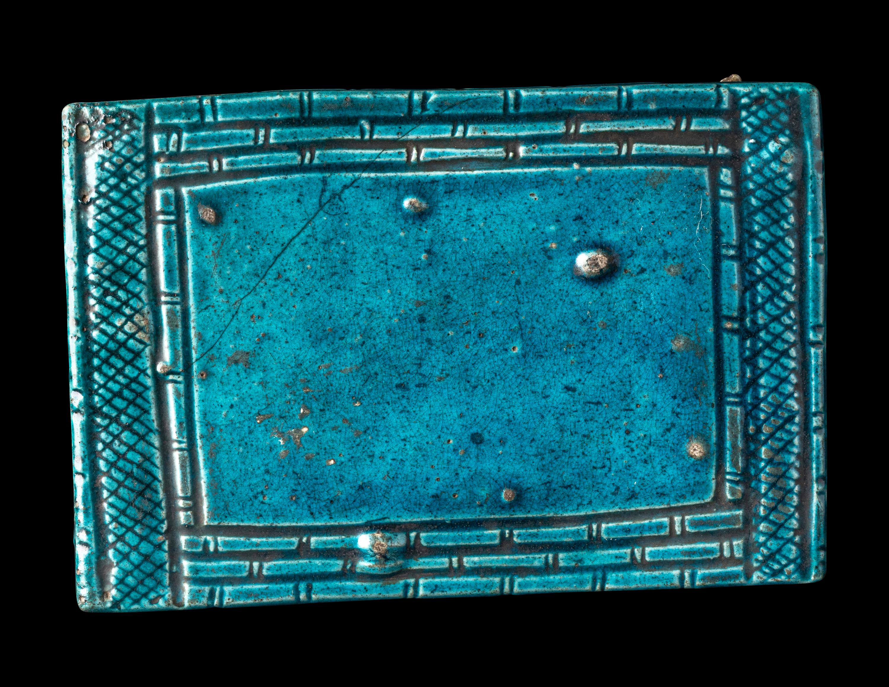 A Chinese Turquoise Glazed Porcelain Bed-Form Tray