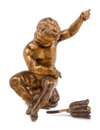 An Italian Giltwood Figural Candle Holder