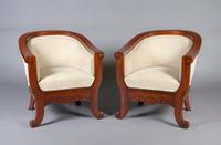 A Pair of Danish Barrel Back Chairs, Height 31 1/4 inches.