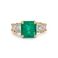 FRENCH, COLOMBIAN EMERALD AND DIAMOND RING