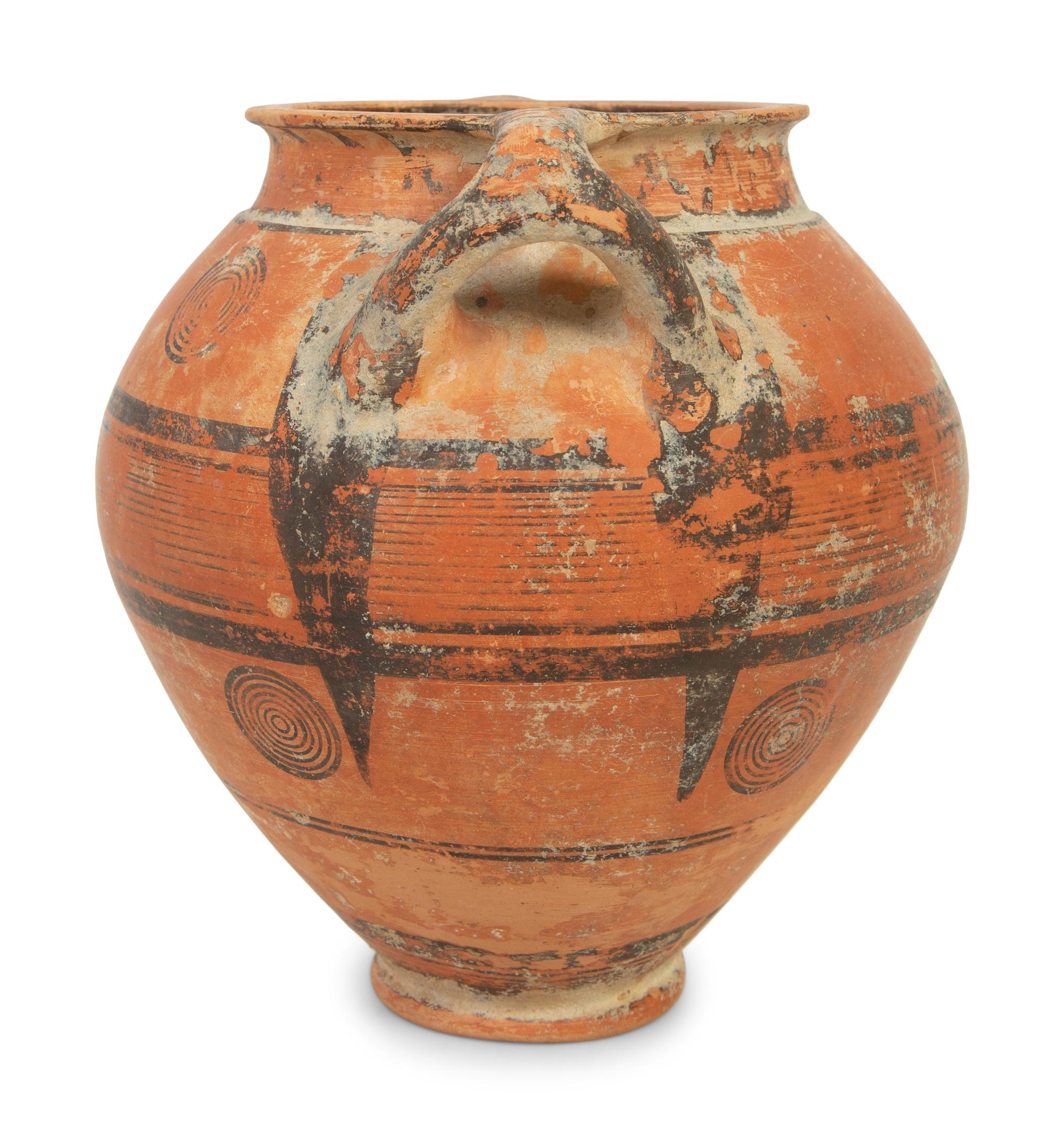 A Cypriot Terra Cotta Jar with Bull's Eyes