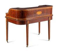 An Edwardian Mahogany and Marquetry Carlton House Desk