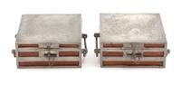 A Pair of Chinese Pewter Mounted Lacquered Wood Rectangular Boxes Length 4 1/2 inches. — LATE 19TH CENTURY
