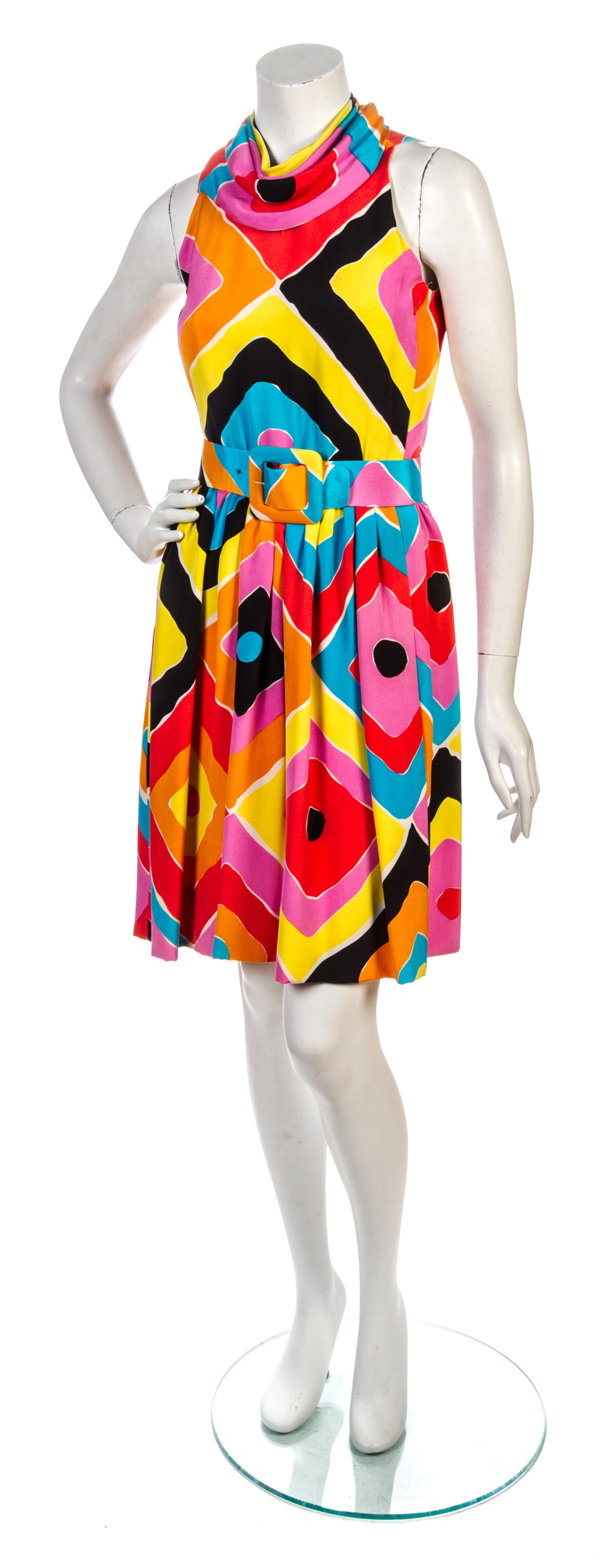A Donald Brooks Multicolor Print Day Dress,