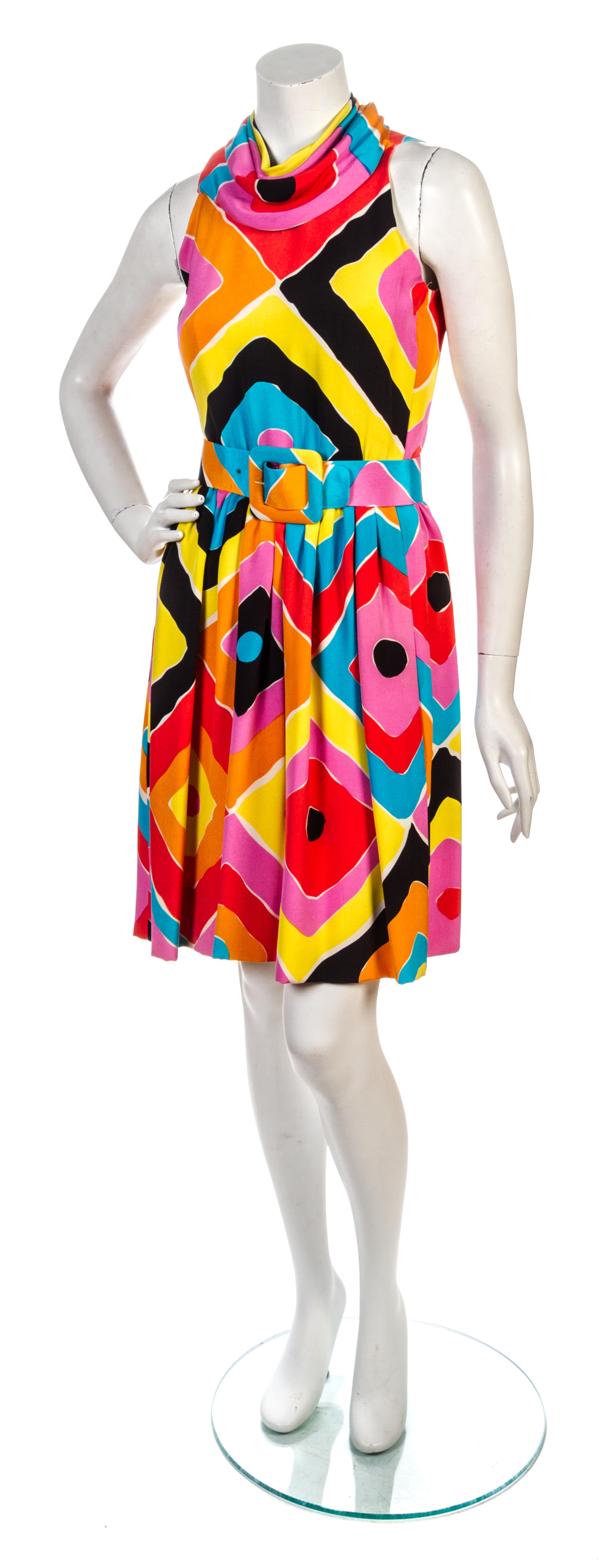 A Donald Brooks Multicolor Print Day Dress,