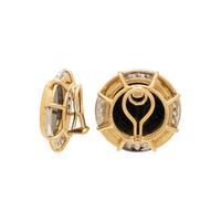 YELLOW GOLD, DIAMOND, AND CAT CAMEO CLIP EARRINGS