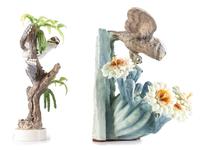 A Dorothy Doughty for Royal Worcester Porcelain Cactus Owl and Downey Woodpecker