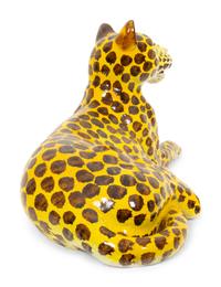 An Italian Glazed Ceramic Reclining Leopard