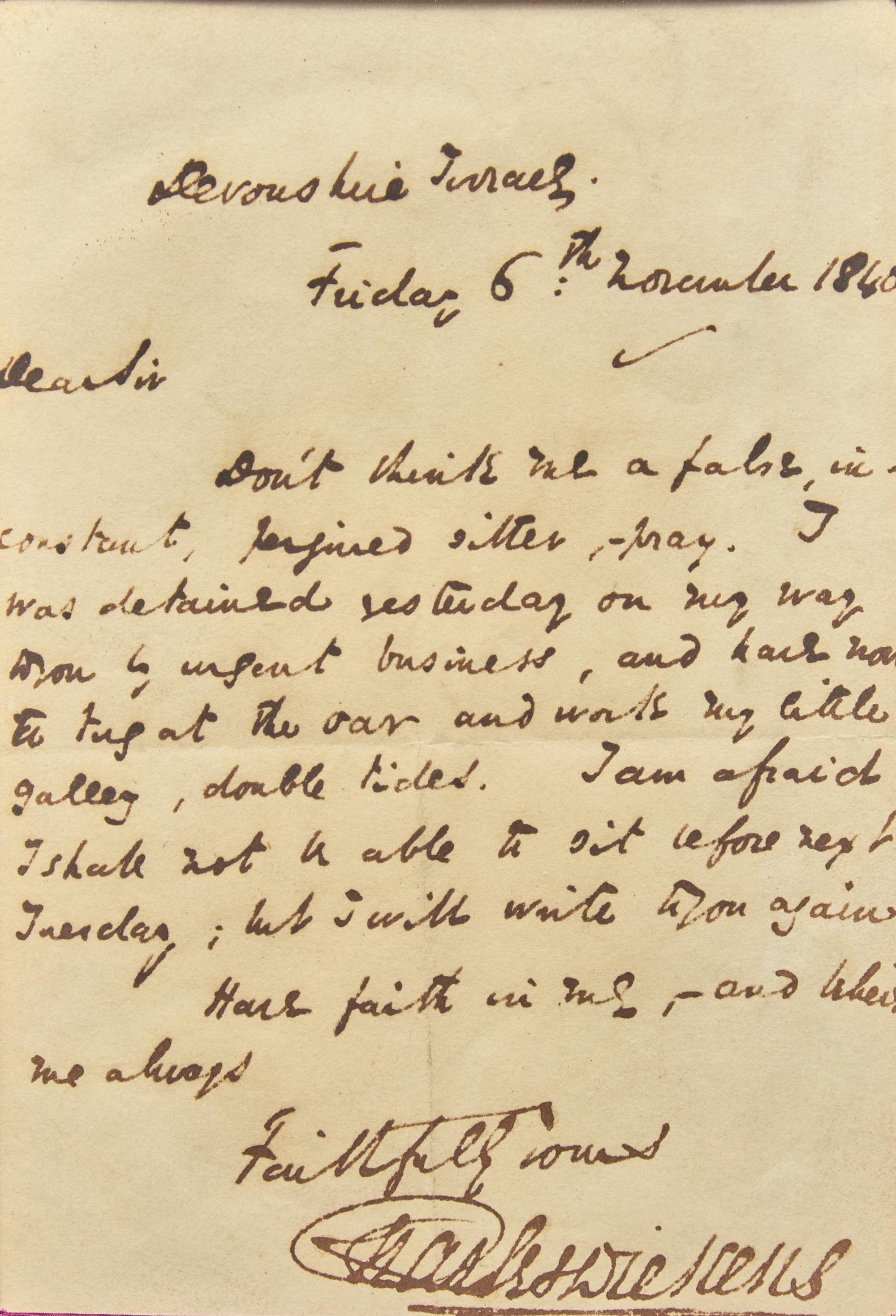 [Literature] [Dickens, Charles]. Taylor, Alfred Henry. Original Pencil and Wash Portrait, with an Autograph Letter, signed