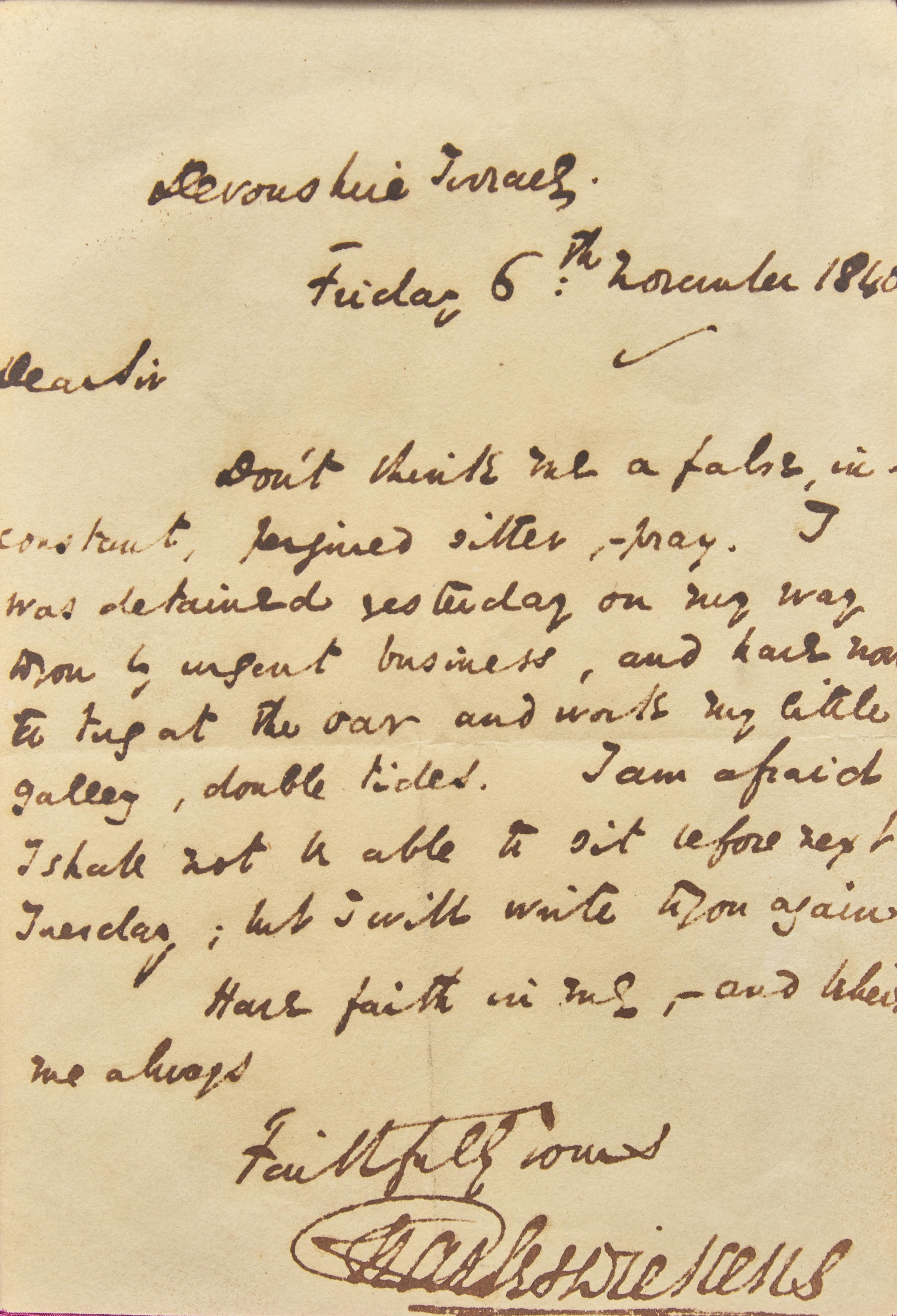 [Literature] [Dickens, Charles]. Taylor, Alfred Henry. Original Pencil and Wash Portrait, with an Autograph Letter, signed