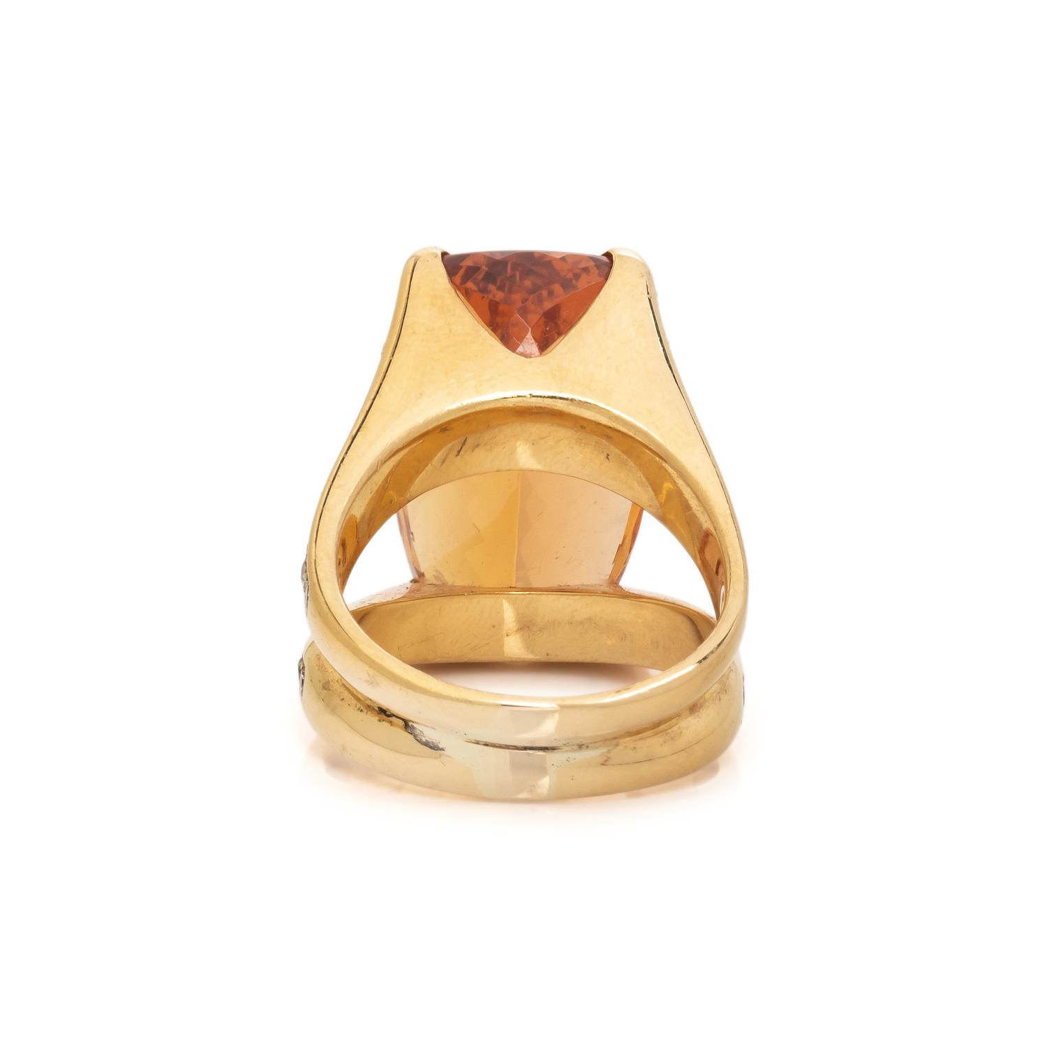 YELLOW GOLD, TOPAZ, AND DIAMOND RING