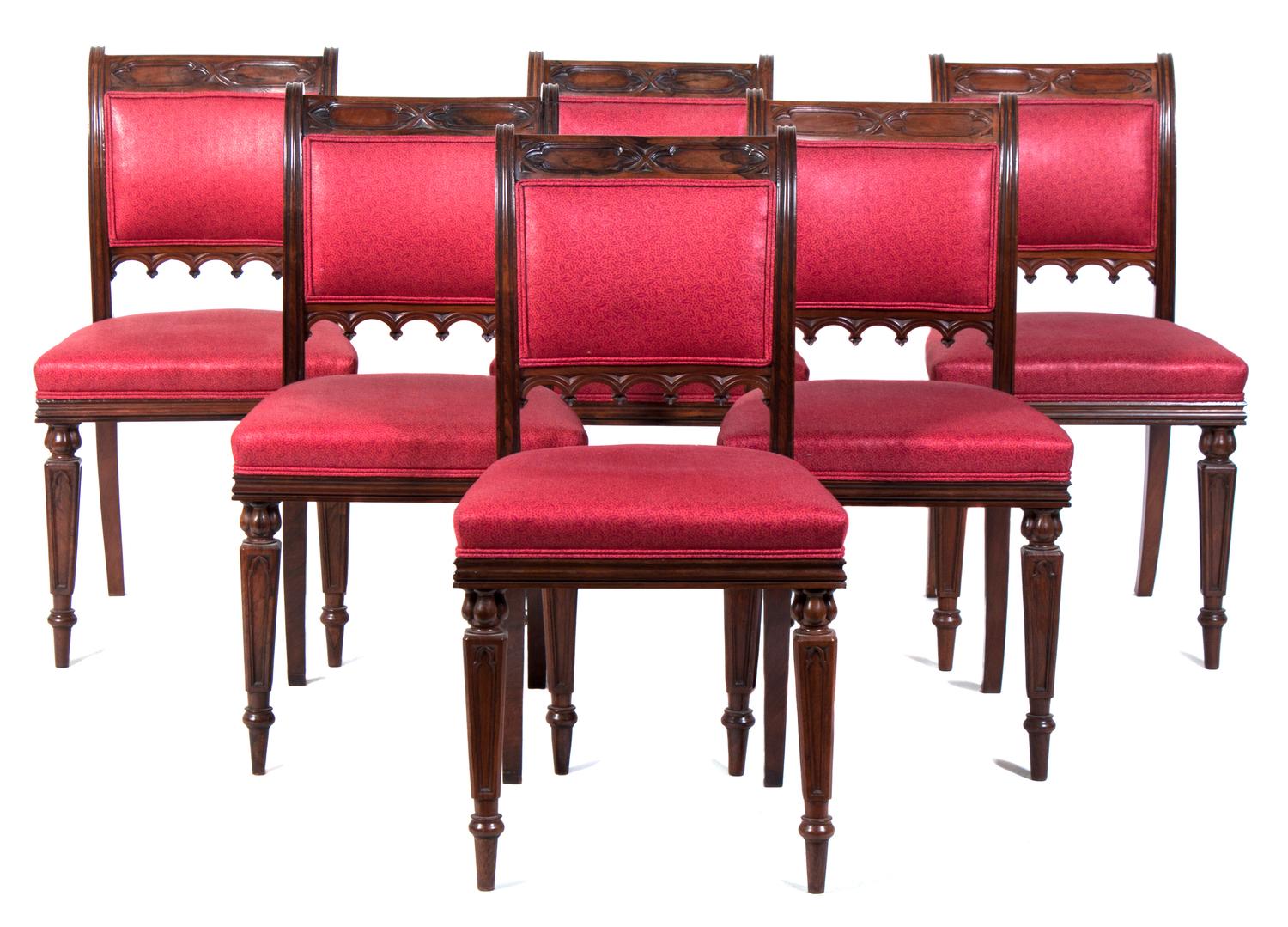 A Set of Six Carved Rosewood Side Chairs Height 34 inches. — 19TH CENTURY