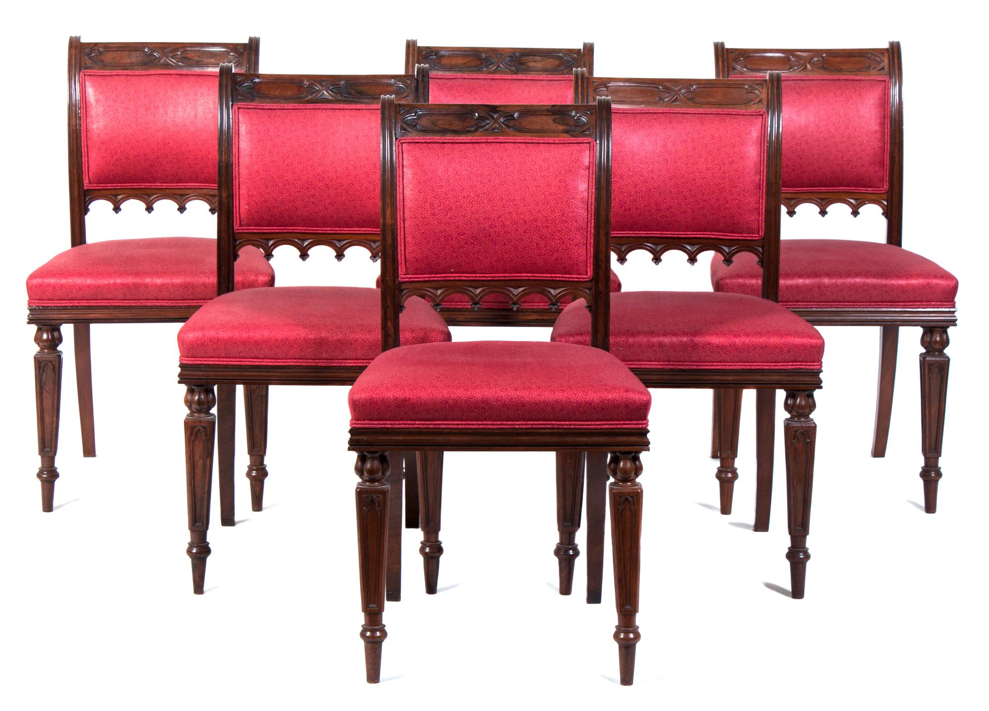 A Set of Six Carved Rosewood Side Chairs Height 34 inches. — 19TH CENTURY