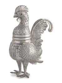 A German .800 Silver Rooster-Form Spice Box, Late 19th / Early 20th Century