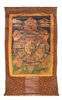 A Tibetan Thangka 31 1/2 x 21 inches (image). — 19TH CENTURY