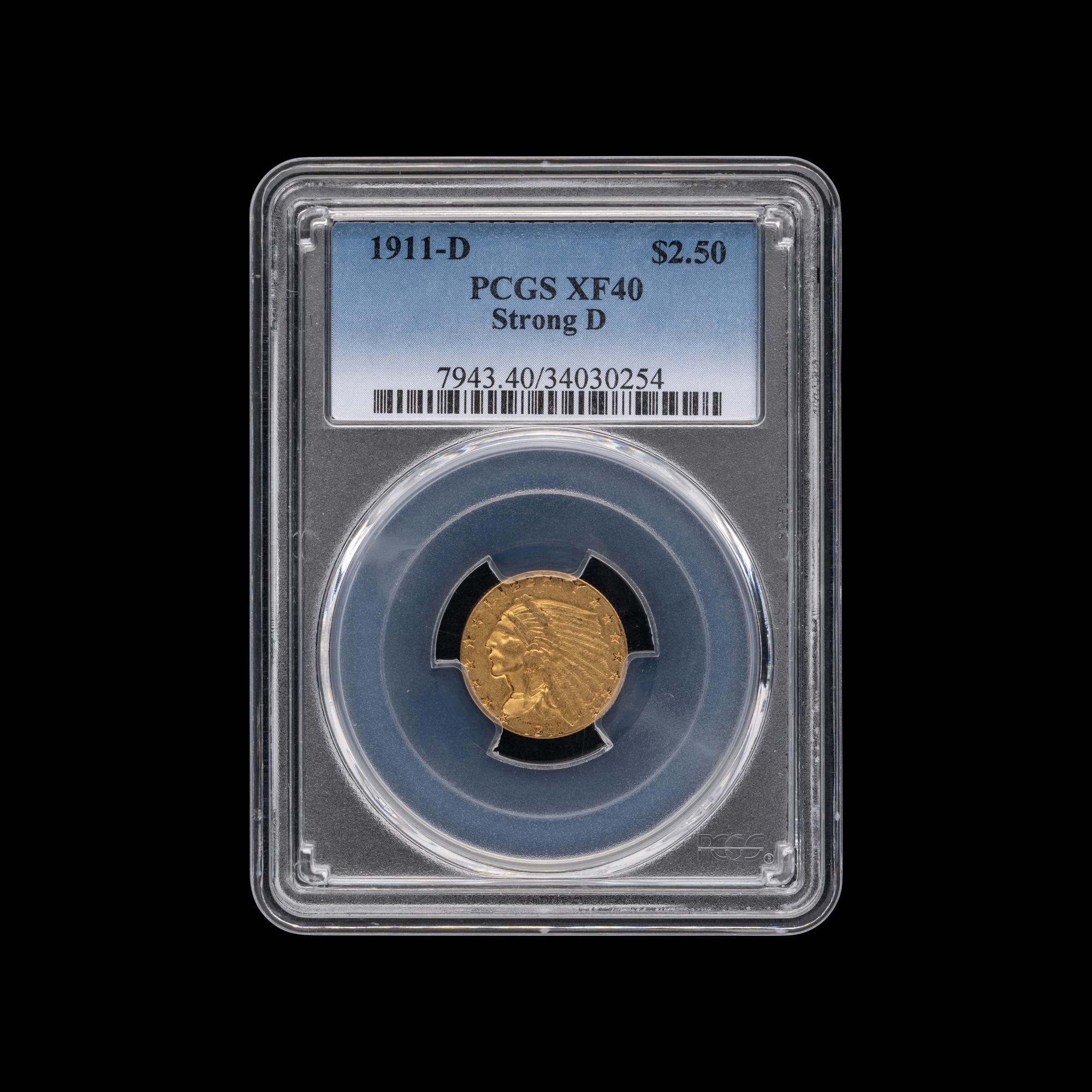 A 1911-D Indian Head: Strong D $2.50 Gold Coin [PCGS XF40]