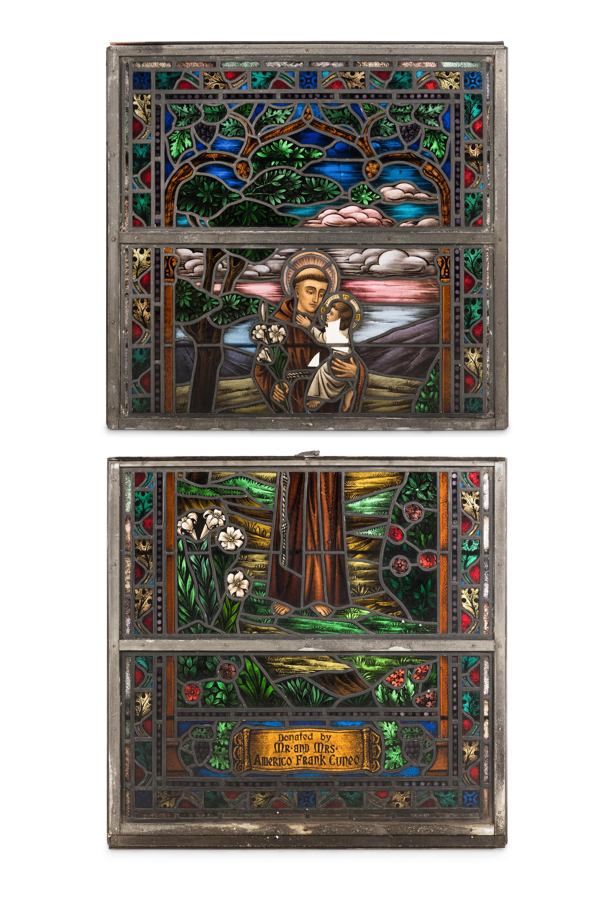 A Group of Eight Leaded Glass Windows