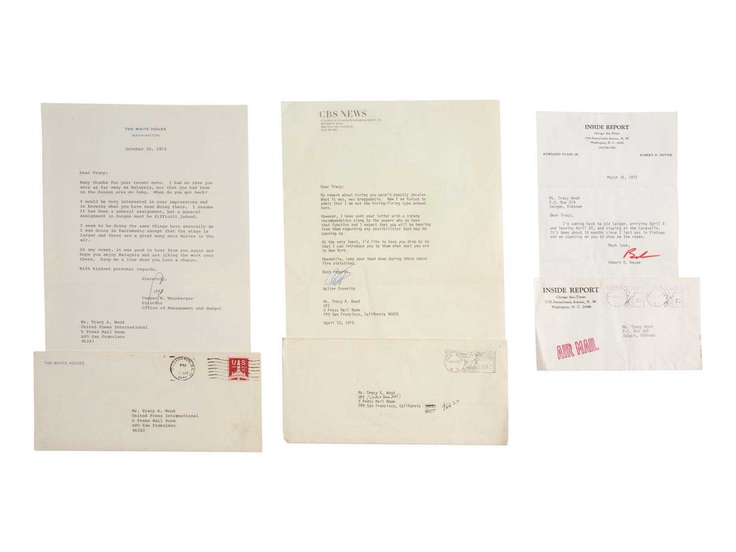 [VIETNAM WAR] - [WOMEN]. Vietnam War-era papers of Pulitzer Prize-winning combat journalist Tracy A. Wood (1943-2020), including documents related to the 1973 release of American POWs in Hanoi.