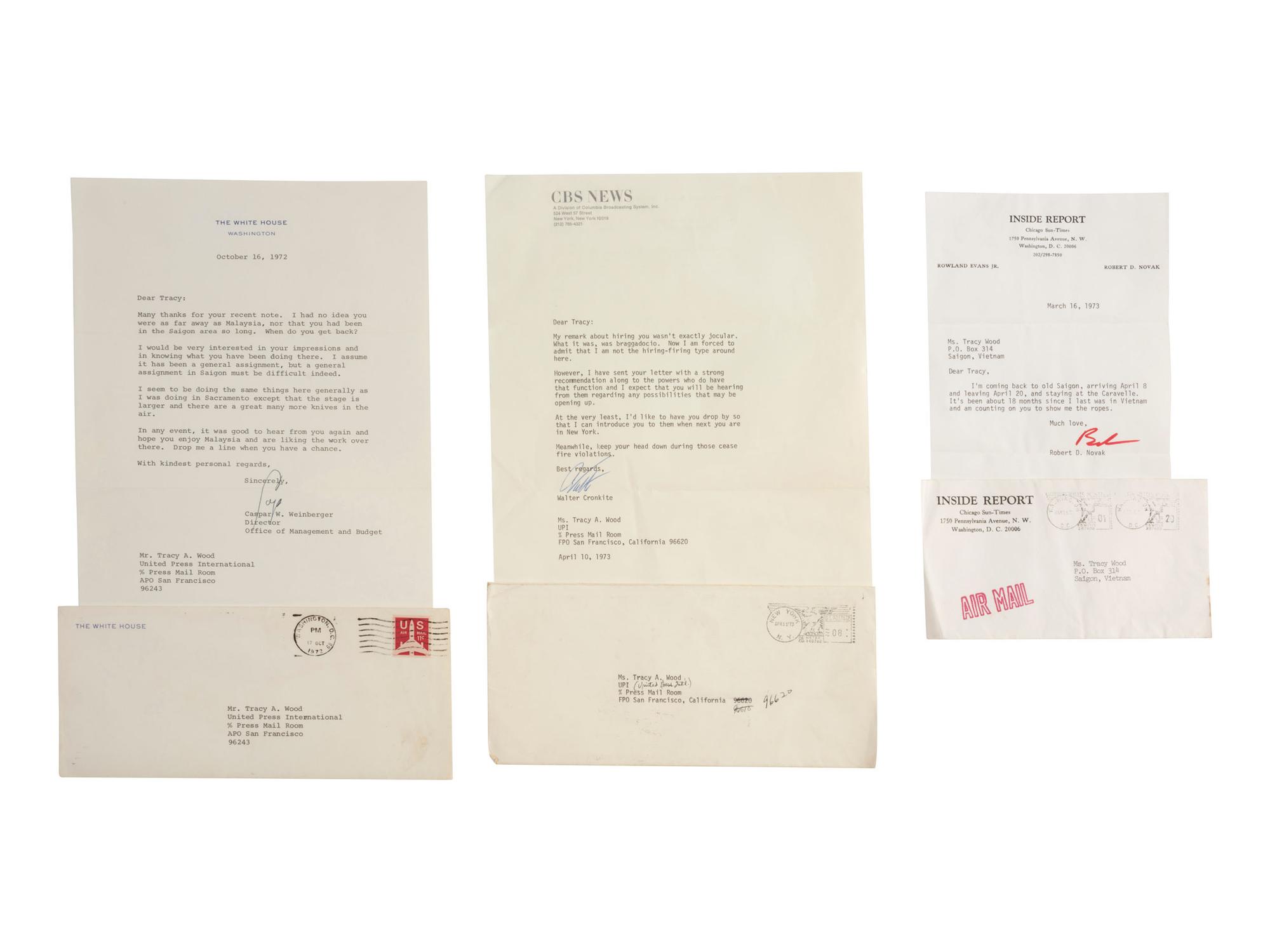 [VIETNAM WAR] - [WOMEN]. Vietnam War-era papers of Pulitzer Prize-winning combat journalist Tracy A. Wood (1943-2020), including documents related to the 1973 release of American POWs in Hanoi.
