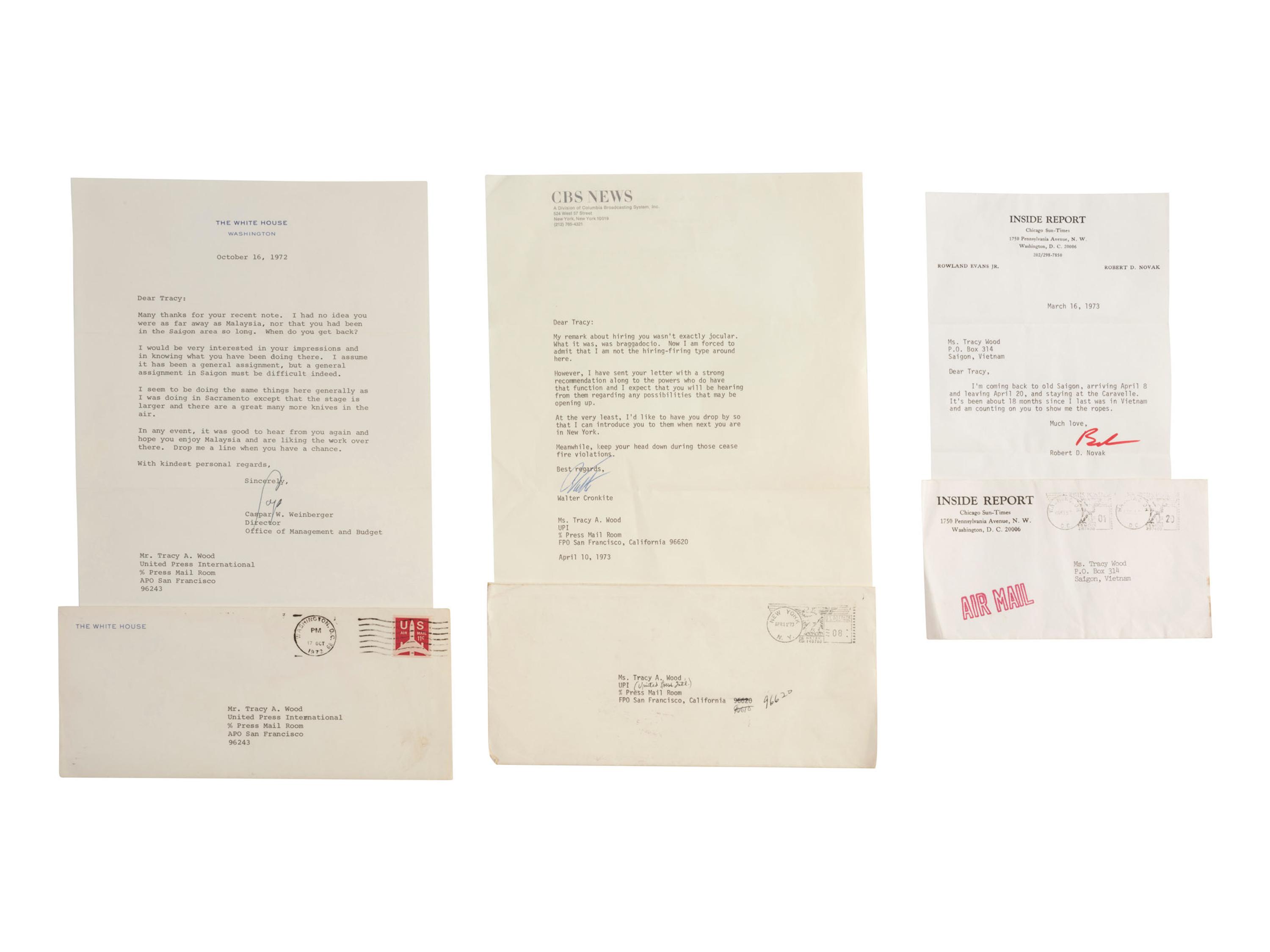 [VIETNAM WAR] - [WOMEN]. Vietnam War-era papers of Pulitzer Prize-winning combat journalist Tracy A. Wood (1943-2020), including documents related to the 1973 release of American POWs in Hanoi.